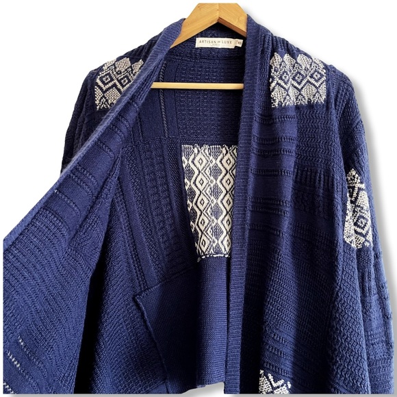 Artisan de Luxe Anthropologie Knit Ikat Long Cardigan XS - Picture 6 of 9